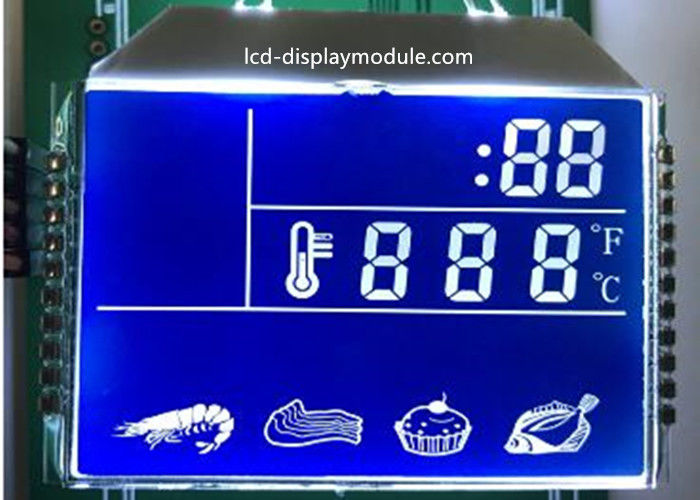 Niebieskie tło Wyświetlacz LCD HTN, segmentowy wyświetlacz segmentowy segmentu kuchni 7 segmentów